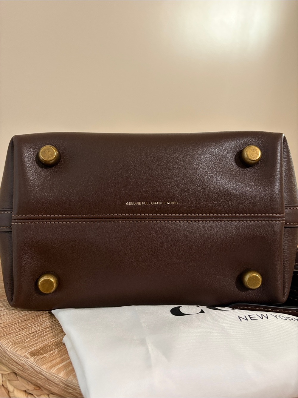 Coach Soft Empire Carryall Bag 21 Maple Brown Brass Leather Crossbody CCY99 - Picture 5 of 12